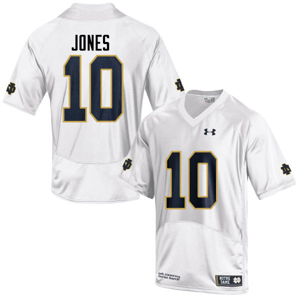 Men's NCAA Notre Dame Fighting Irish #10 Alize Jones Stitched College Under Armour Authentic White Football Jersey QV10F34GJ